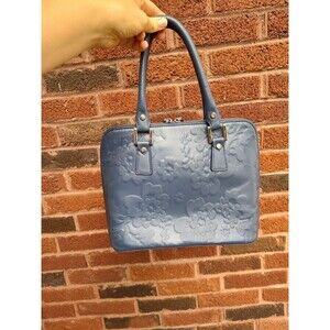 Unbranded Tooled Leather Satchel Crossbody Blue Floral Made In Italy Platinum